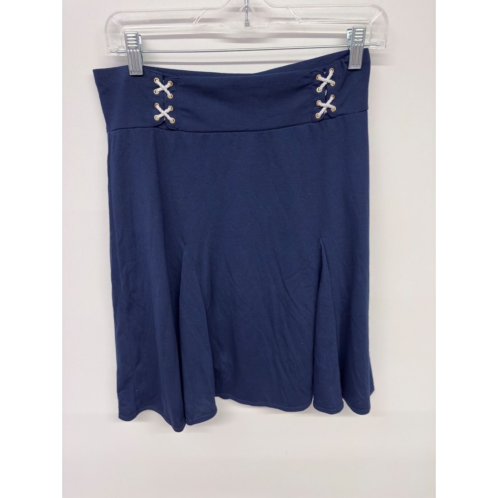 Lauren Ralph Lauren Nautical Flare Skirt Sz L Navy Lace Up Grommet Sailor Preppy